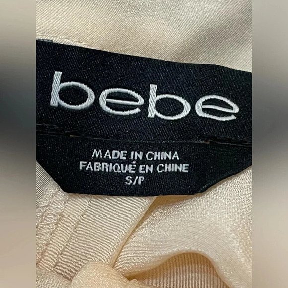 BEBE Sleeveless Jeweled Halter Neck Nude Collar Blouse Small - Picture 4 of 7